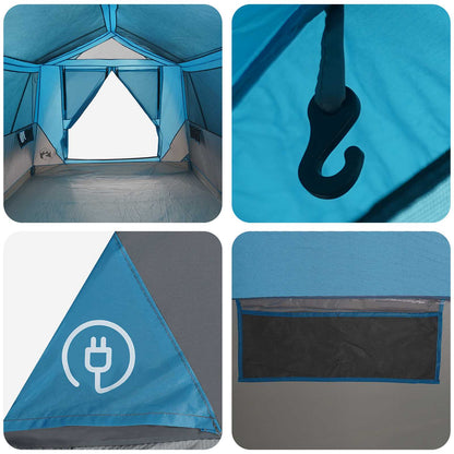 Tunnel Tent with Roof Blue 8-Person Polyester and Steel