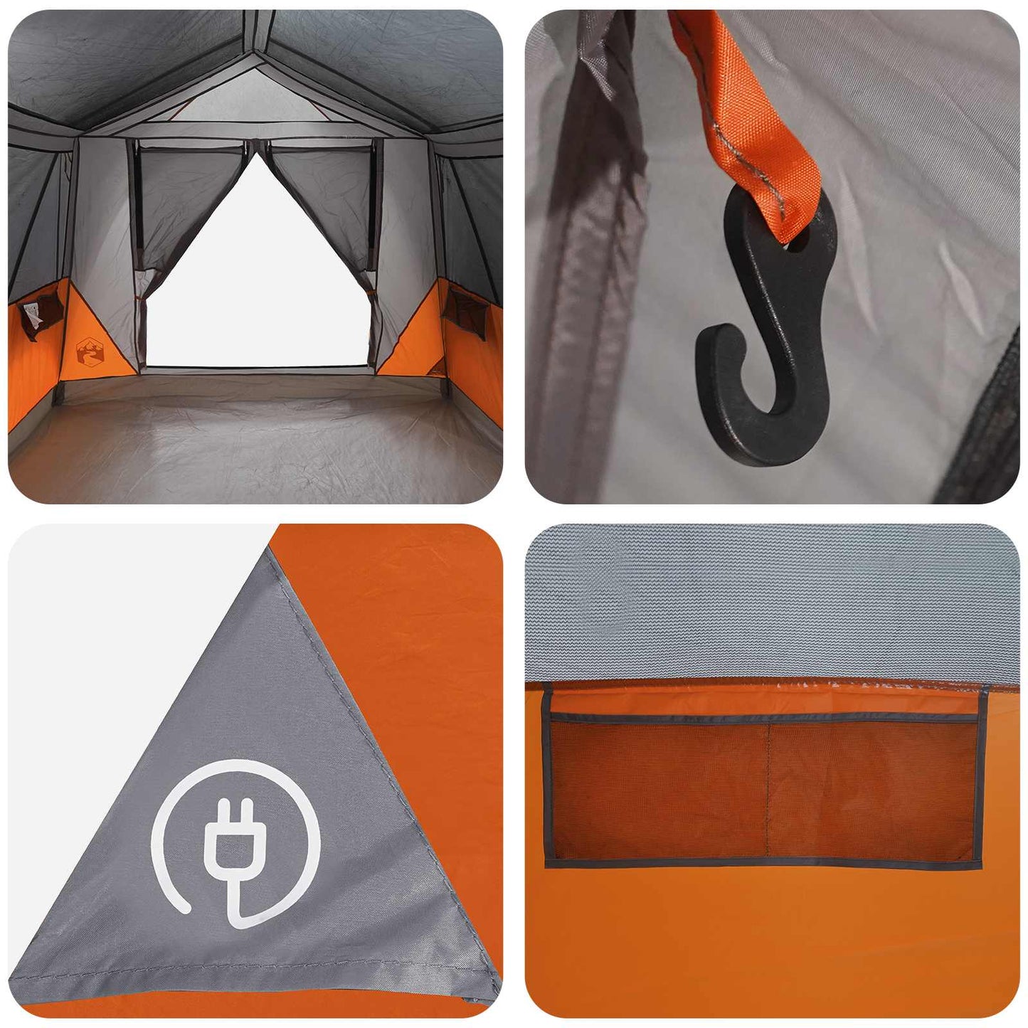 Tunnel Tent Grey and Orange 8-Person Polyester and Steel
