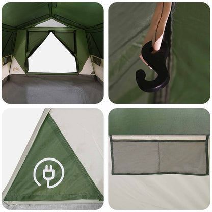 Tunnel Tent with Roof Green 10-Person Polyester and Steel