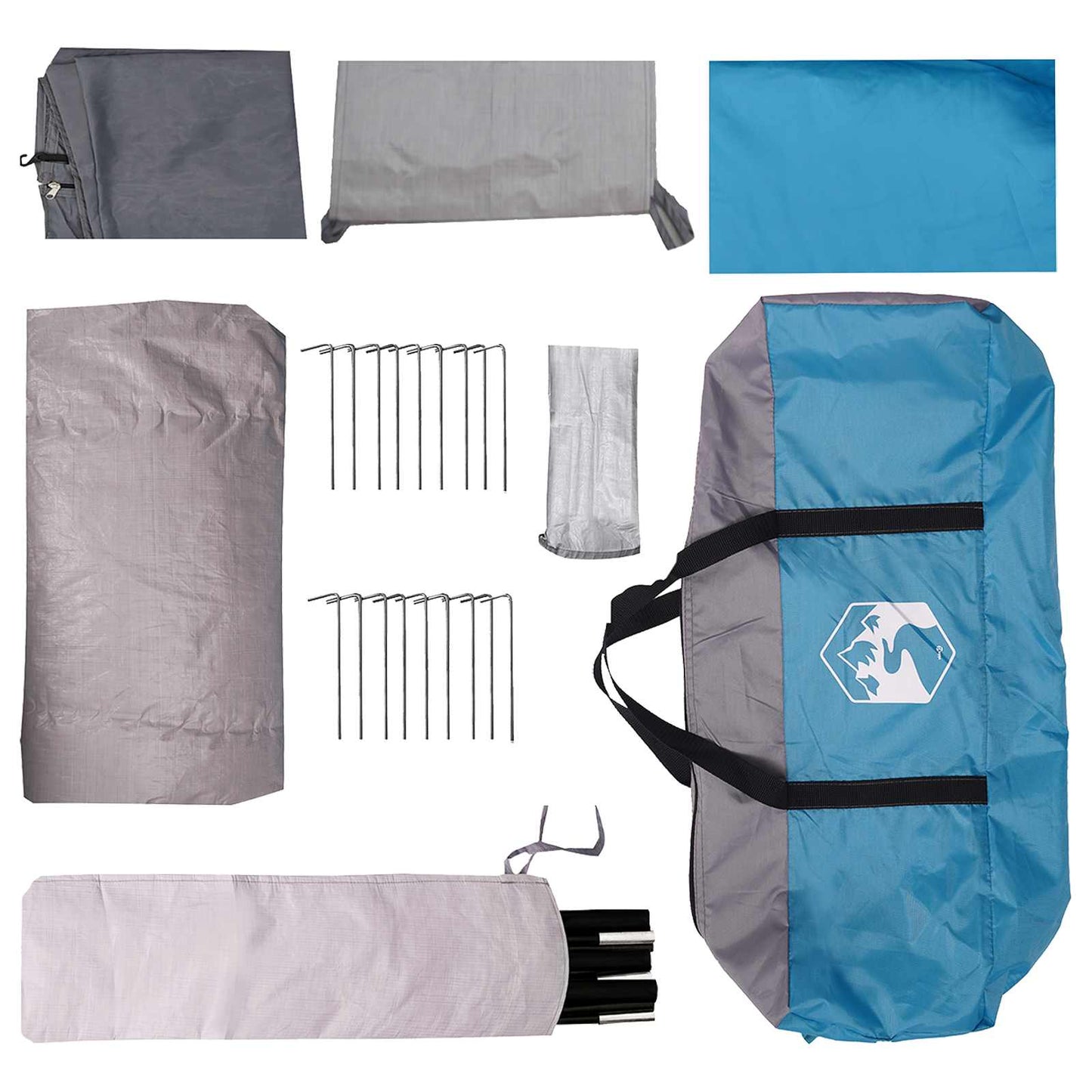 Tunnel Tent with Roof Blue 10-Person Polyester and Steel