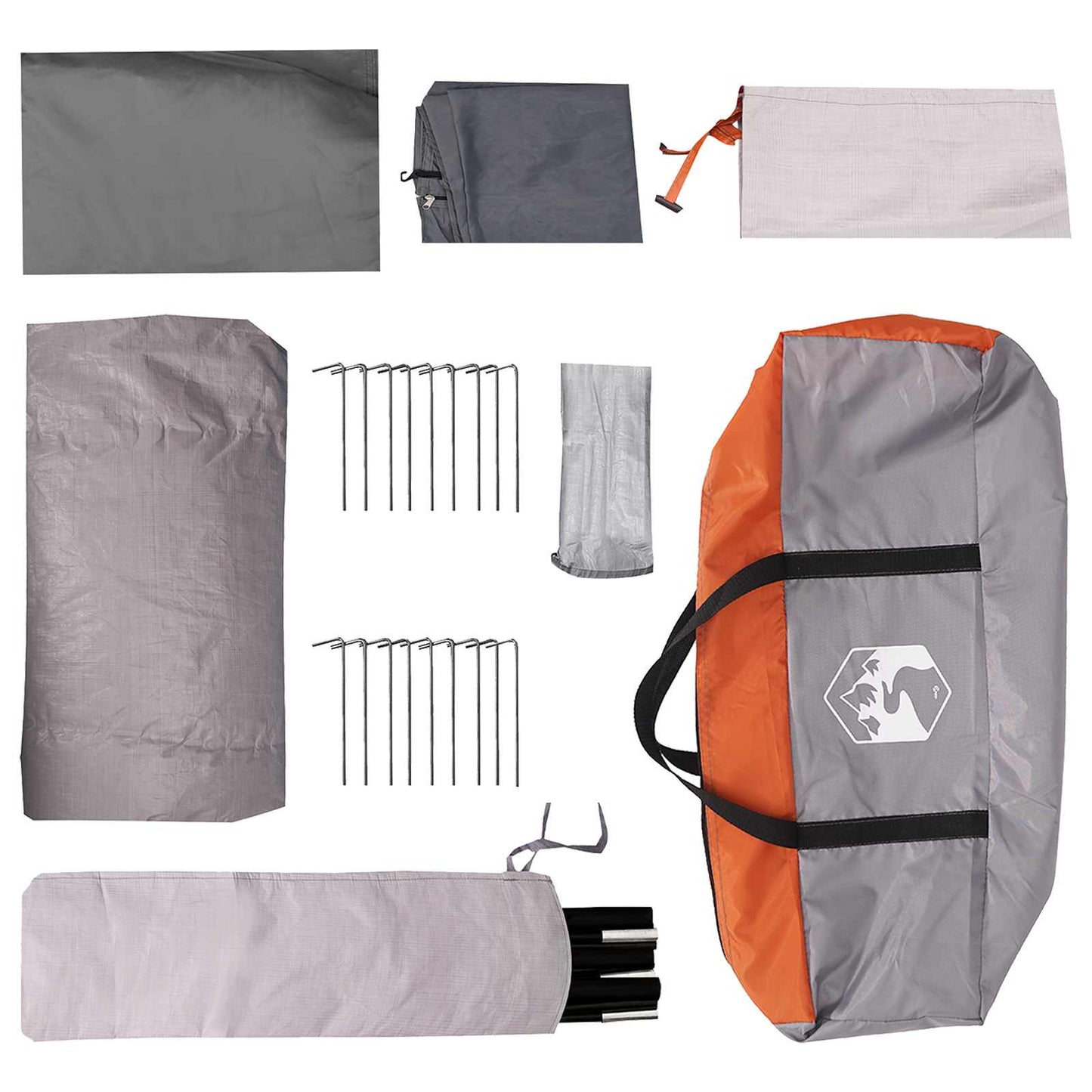 Tunnel Tent Grey and Orange 10-Person Polyester and Steel