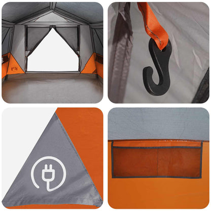 Tunnel Tent Grey and Orange 10-Person Polyester and Steel