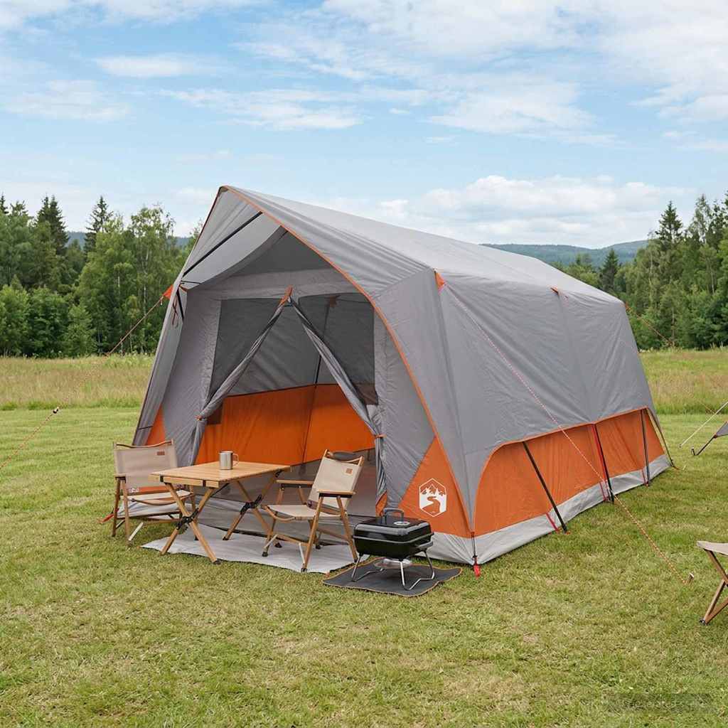 Tunnel Tent Grey and Orange 10-Person Polyester and Steel