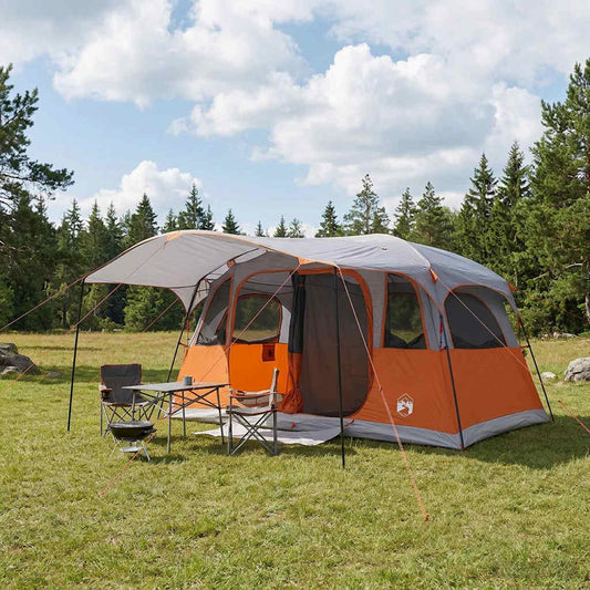 Tunnel Tent with Roof Grey and Orange 366 x 244 x 198 cm