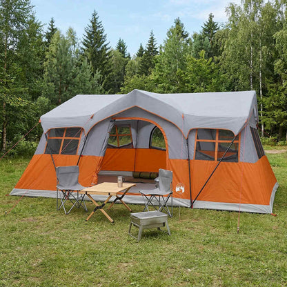 Family Tent with Roof Grey and Orange 487 x 340 x 216 cm