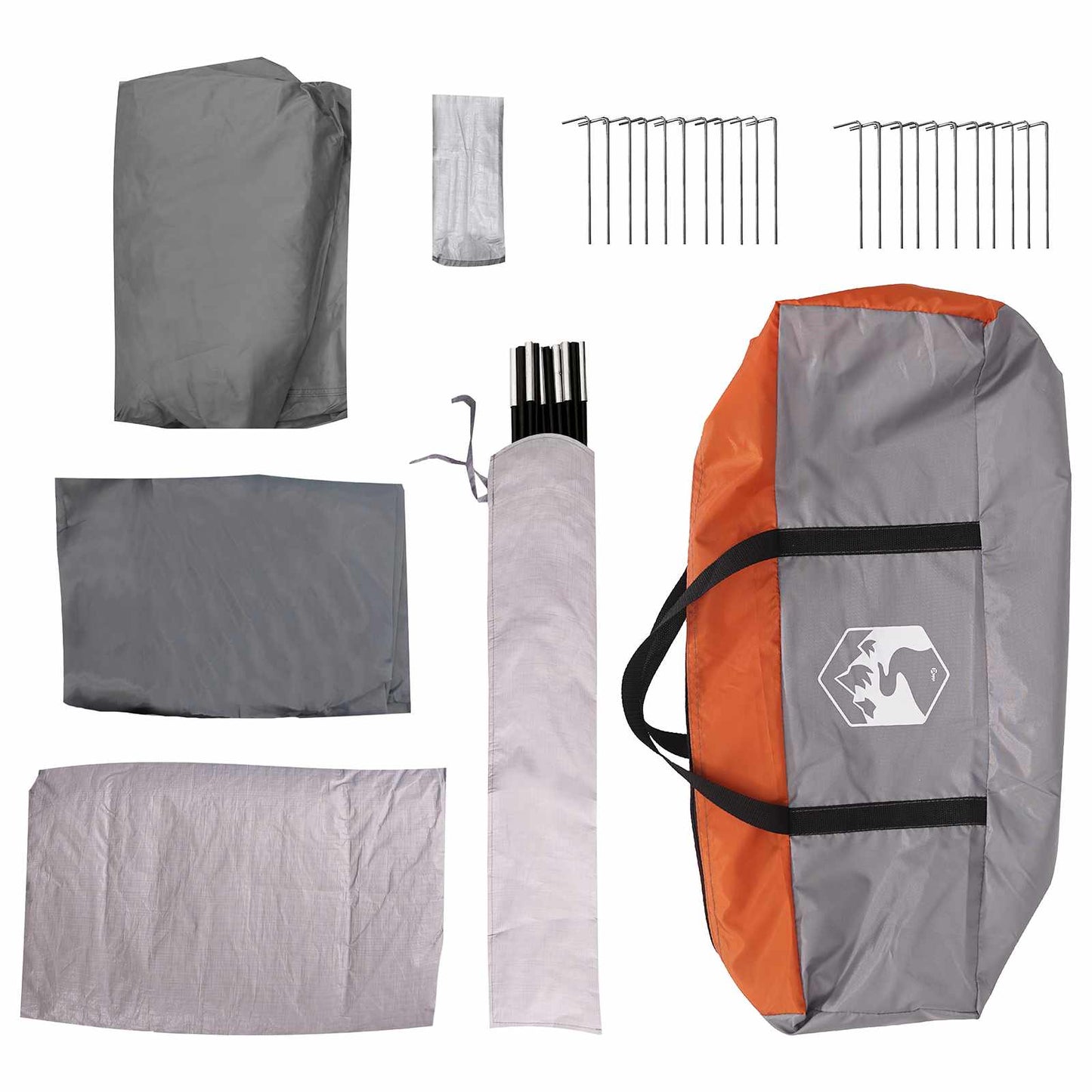 Tunnel Tent with Roof Grey and Orange 370 x 275 x 210 cm