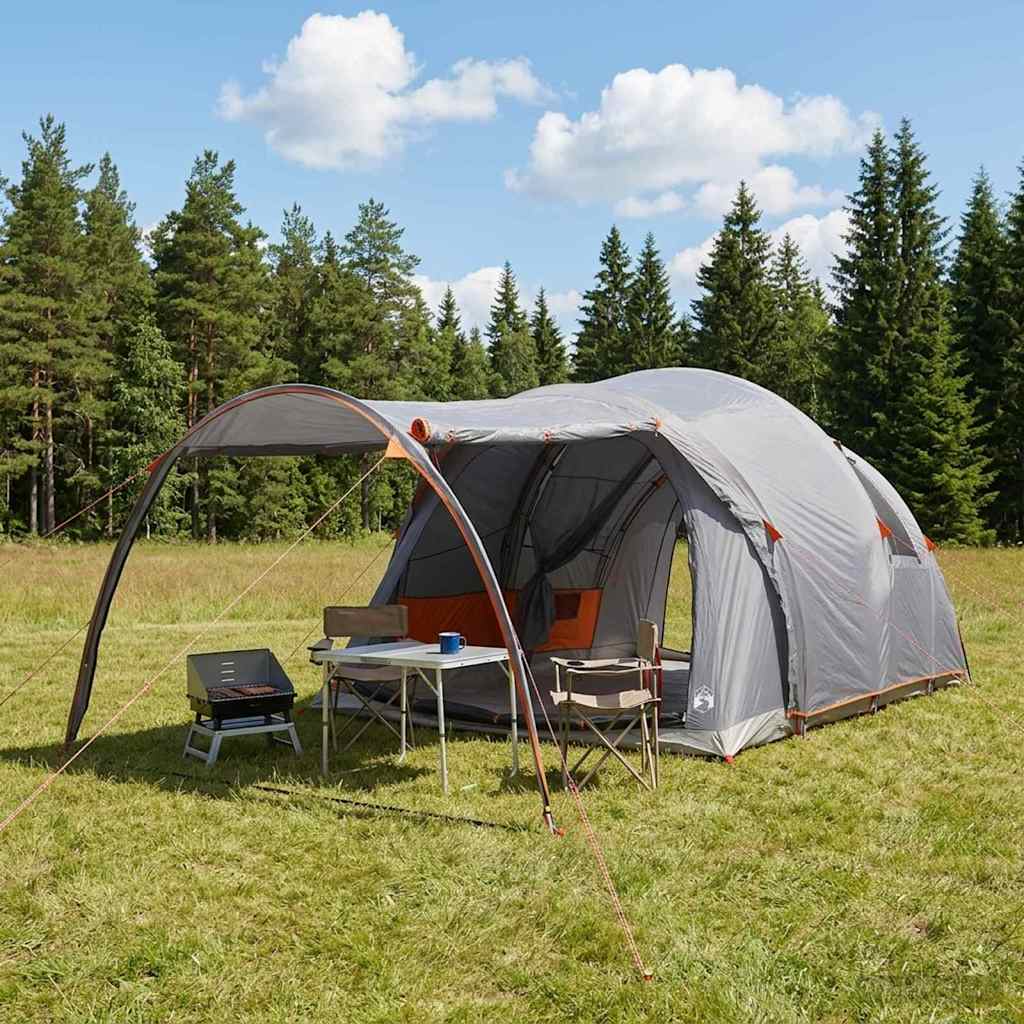 Tunnel Tent with Roof Grey and Orange 370 x 275 x 210 cm