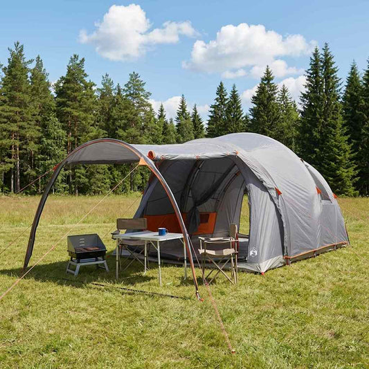 Tunnel Tent with Roof Grey and Orange 370 x 275 x 210 cm