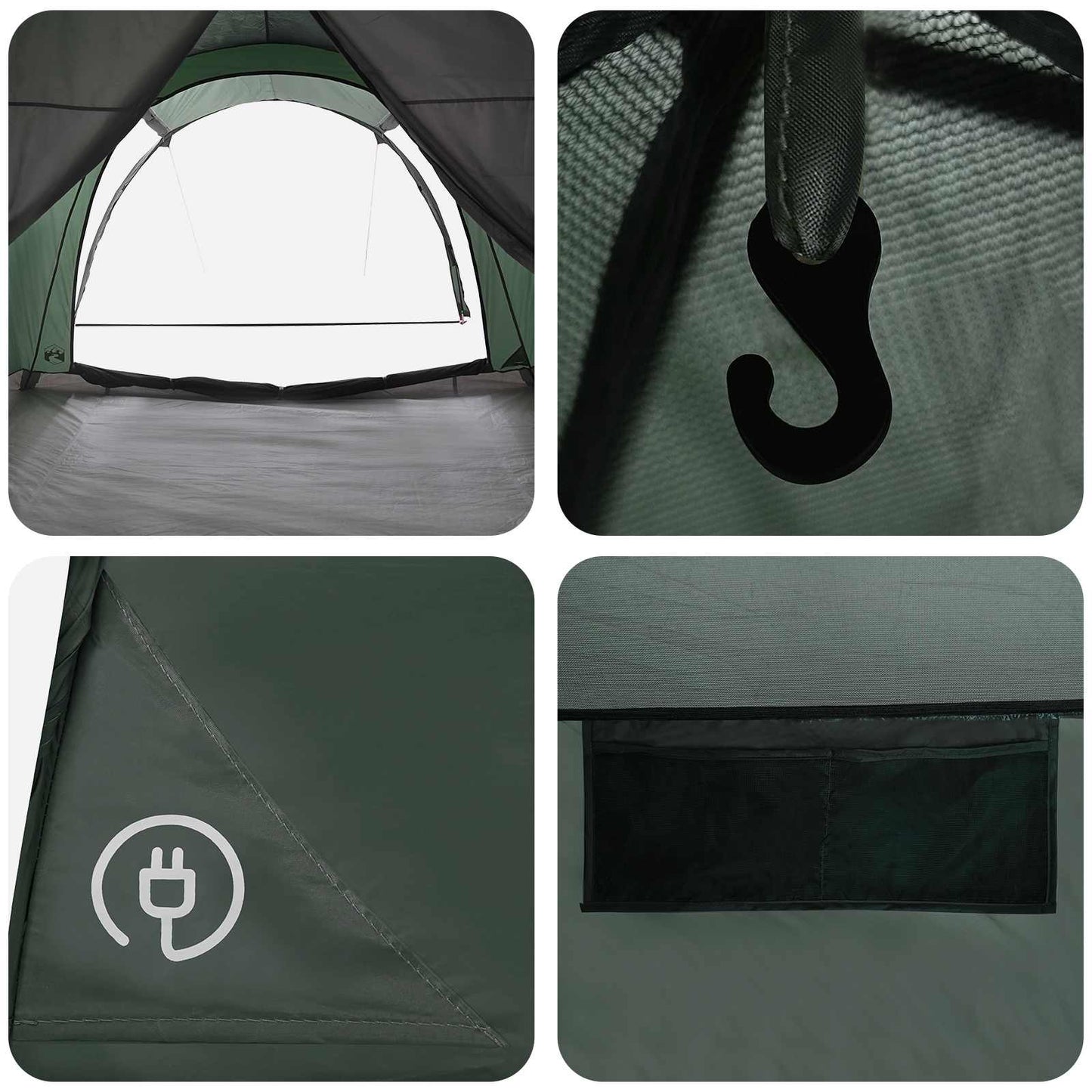 Tunnel Tent Army Green 370 x 275 x 210 cm Polyester and Steel