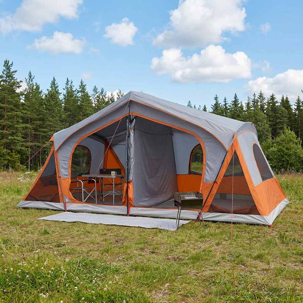 Cabin Tent with Roof Grey and Orange 480 x 273 x 205 cm