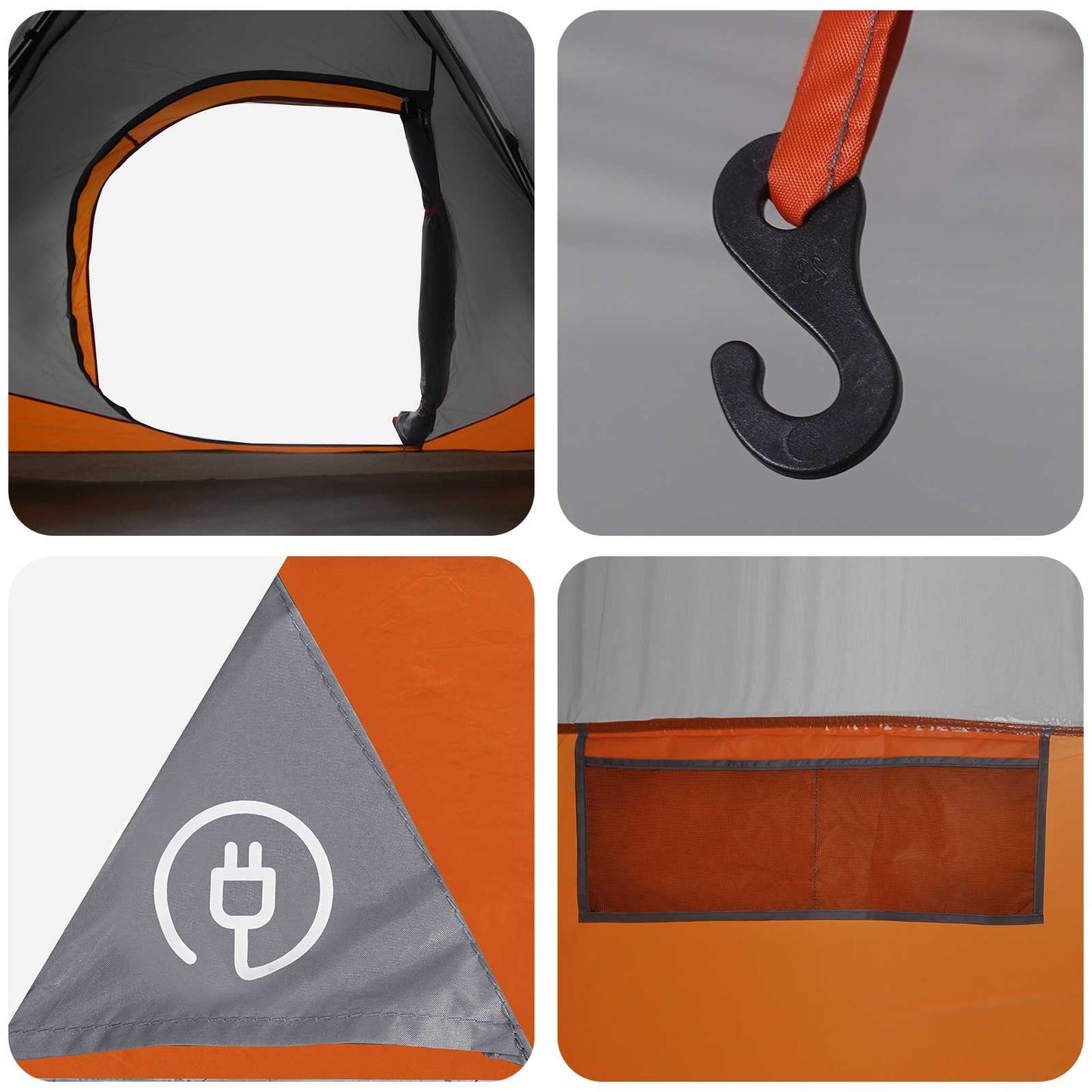 Instant Tent with Roof Grey and Orange 305 x 215 x 140 cm