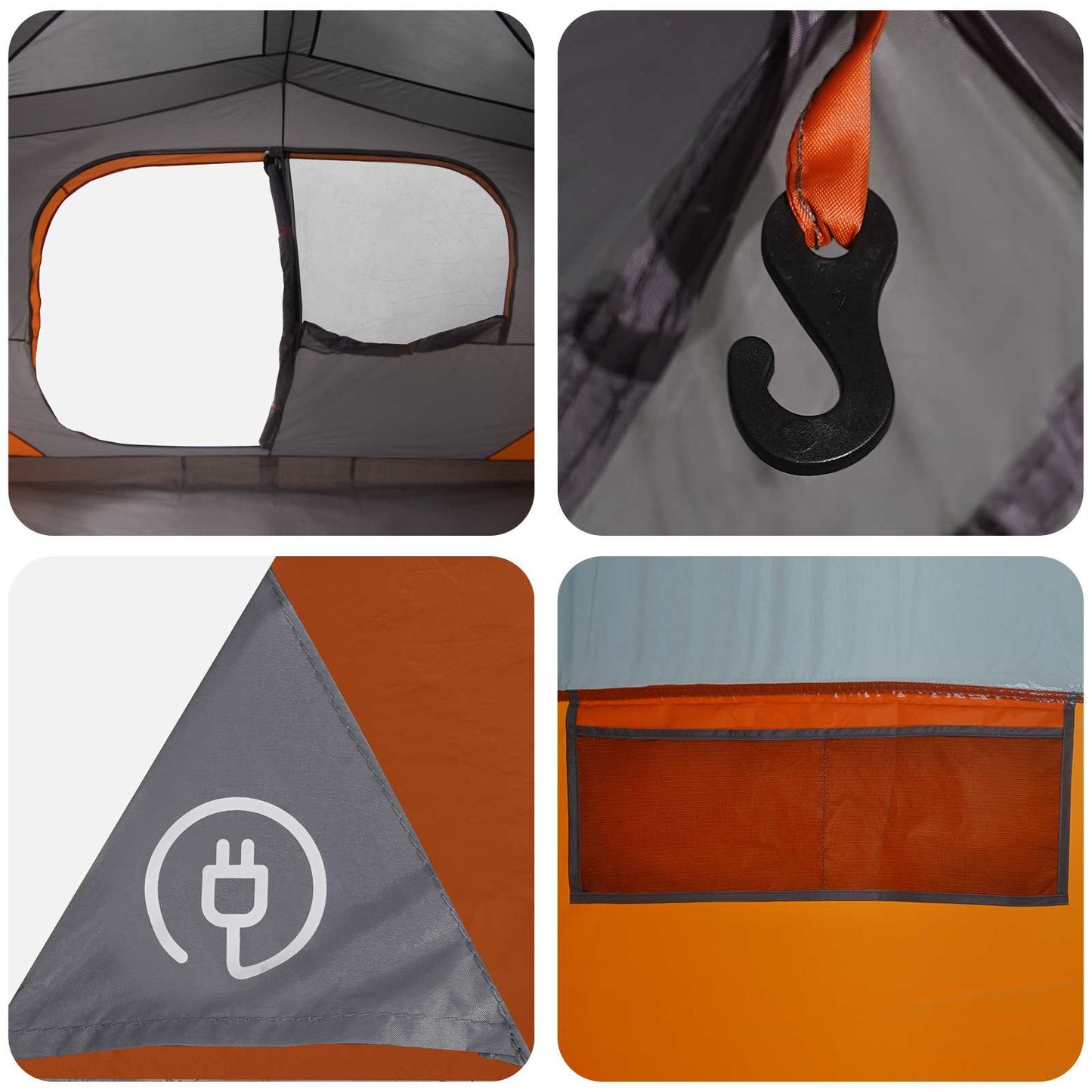 Instant Tent with Roof Grey and Orange 365 x 380 x 200 cm