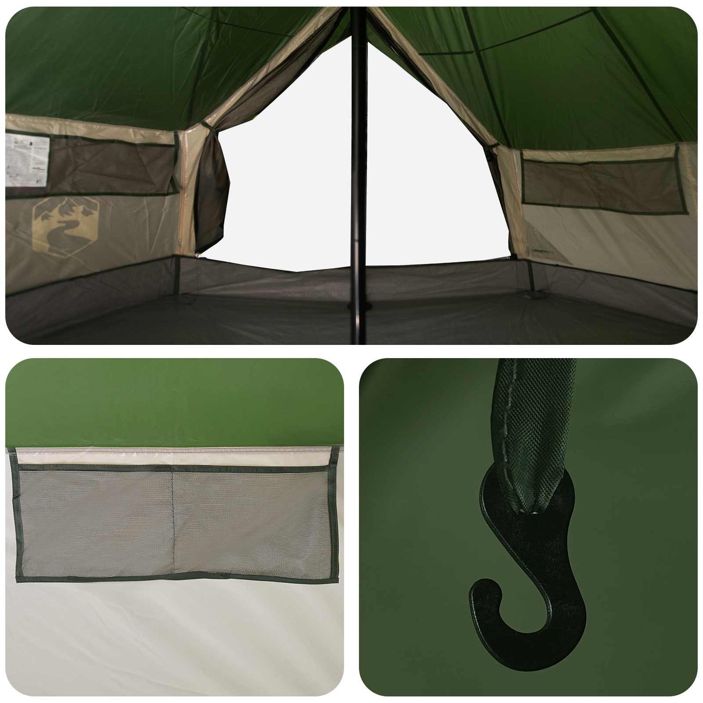 Tipi Tent Green 700 x 700 x 395 cm Polyester and Steel