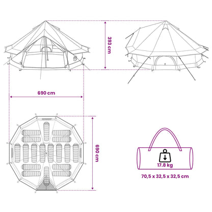 Tipi Tent Green 700 x 700 x 395 cm Polyester and Steel
