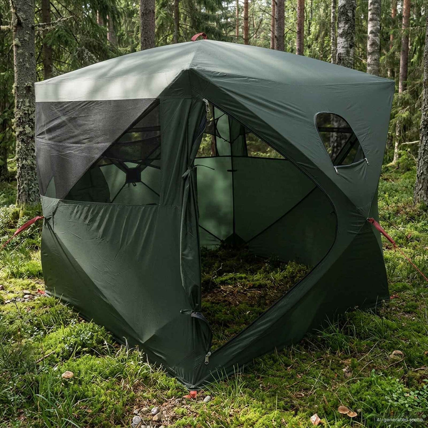Hunting Tent Army Green 143 x 143 x 165 cm Polyester and Steel