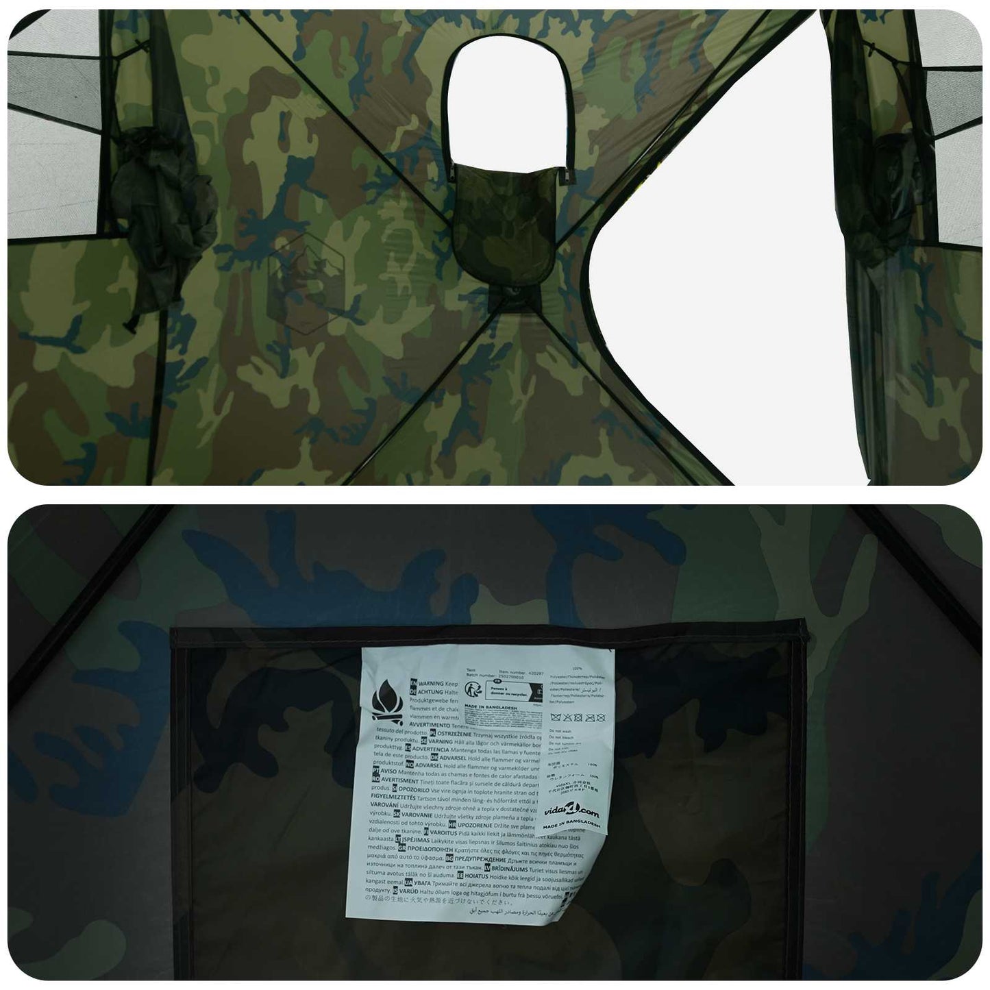 Hunting Tent Camouflage 143 x 143 x 165 cm Polyester and Steel