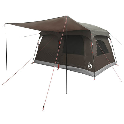 Family Tent with Roof Brown Grey 320 x 210 x 180 cm Polyester