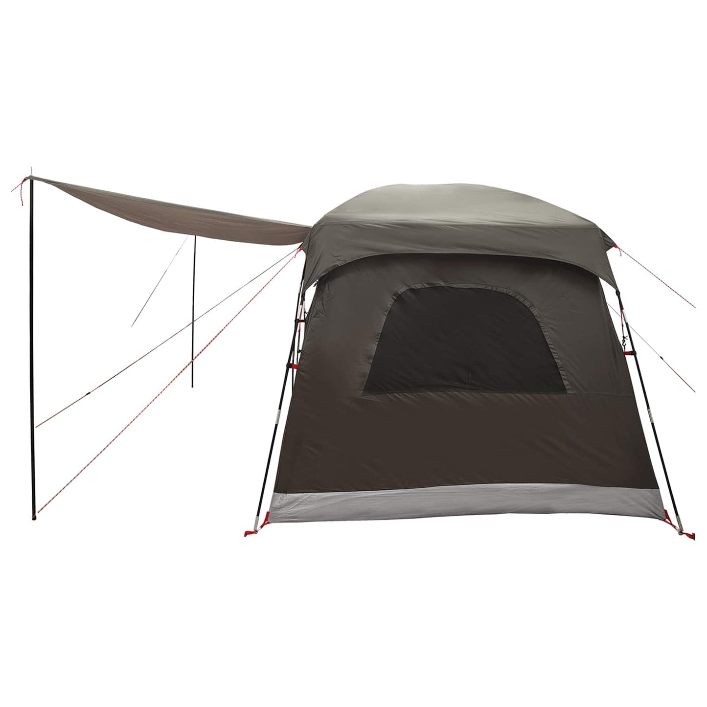 Family Tent with Roof Brown Grey 380 x 260 x 190 cm Polyester