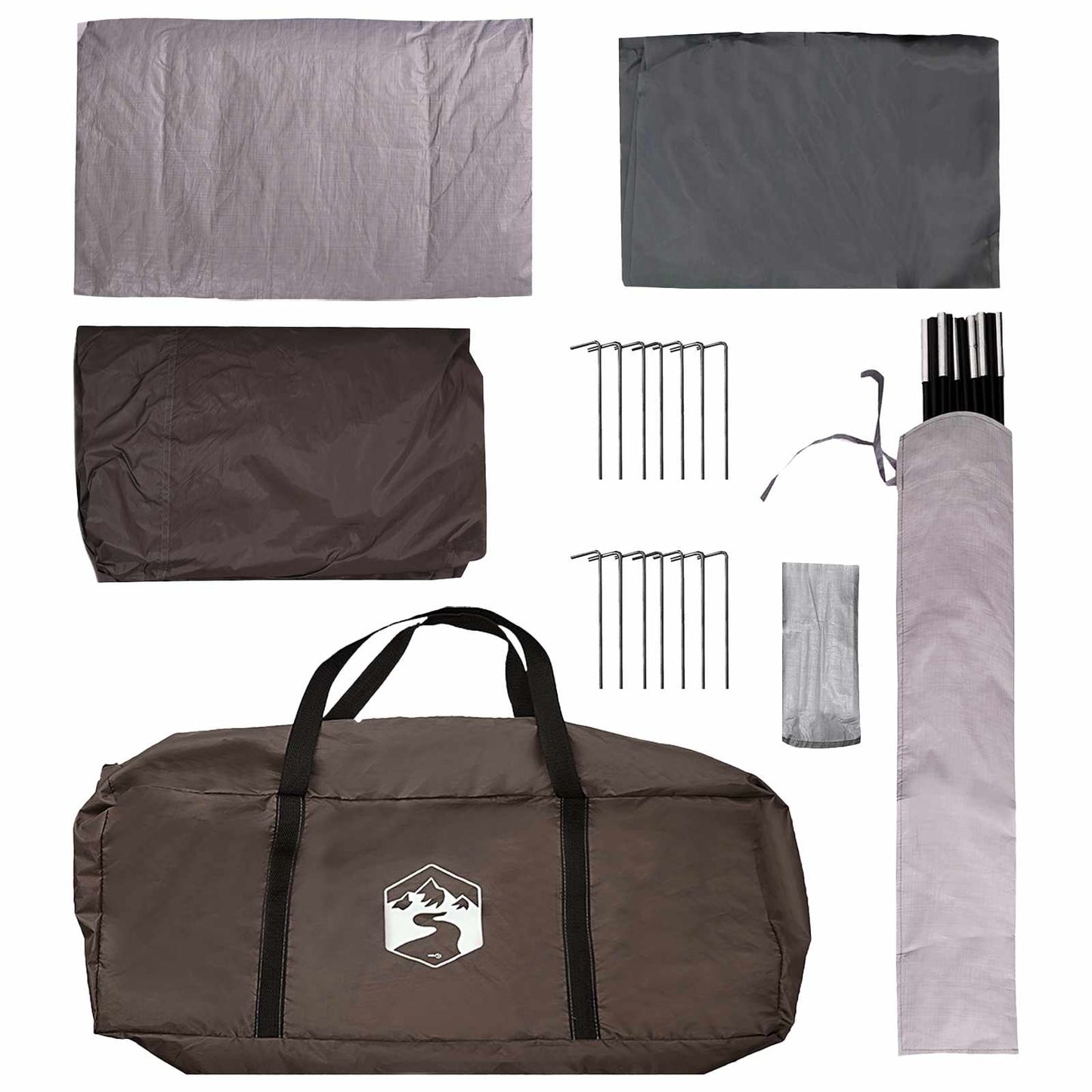 Family Tent Brown Grey 420 x 305 x 200 cm Polyester and Steel