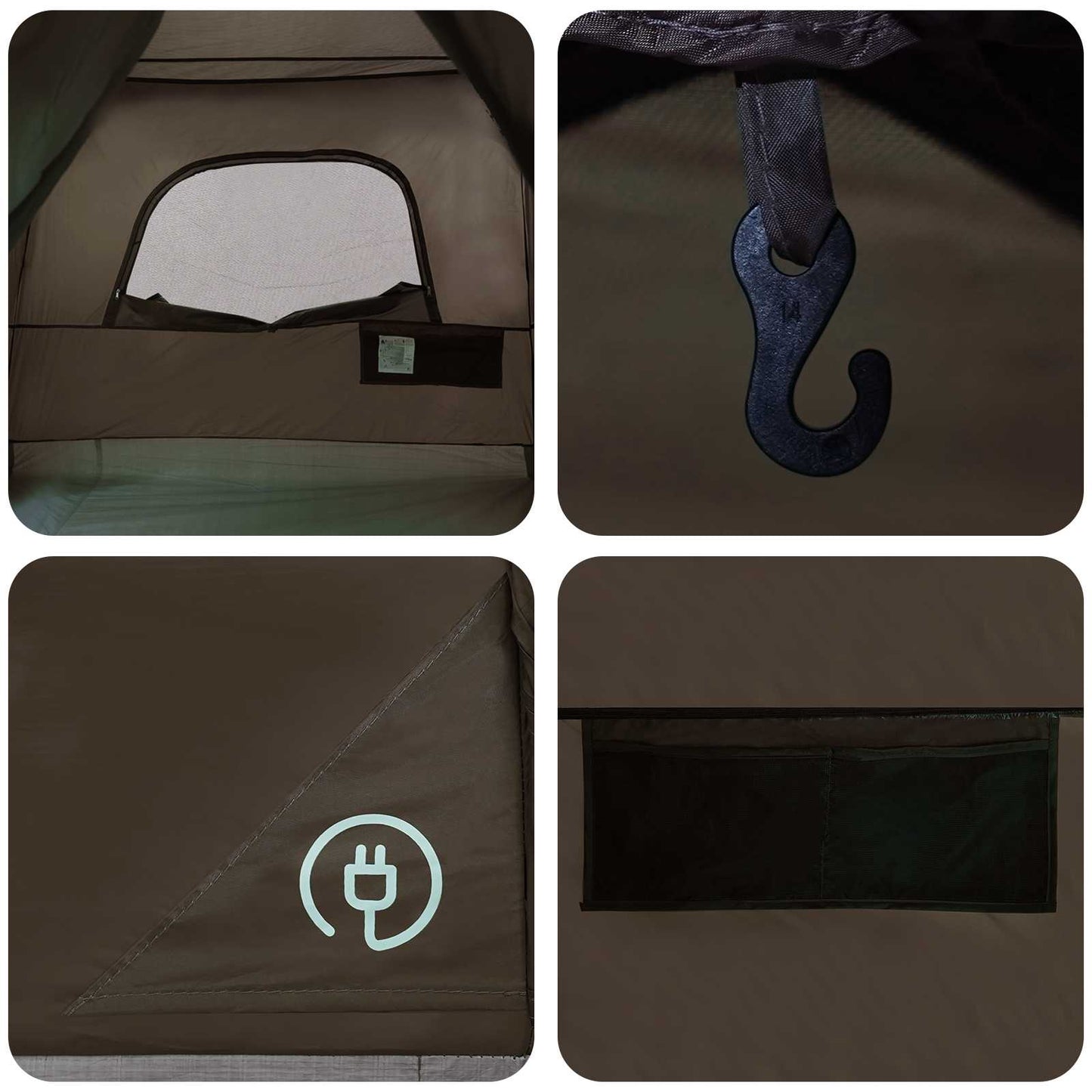 Family Tent Brown Grey 500 x 400 x 230 cm Polyester and Steel