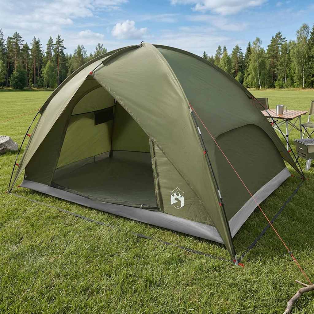 Camping Tent with Rainfly Water-resistant Dome Olive Green