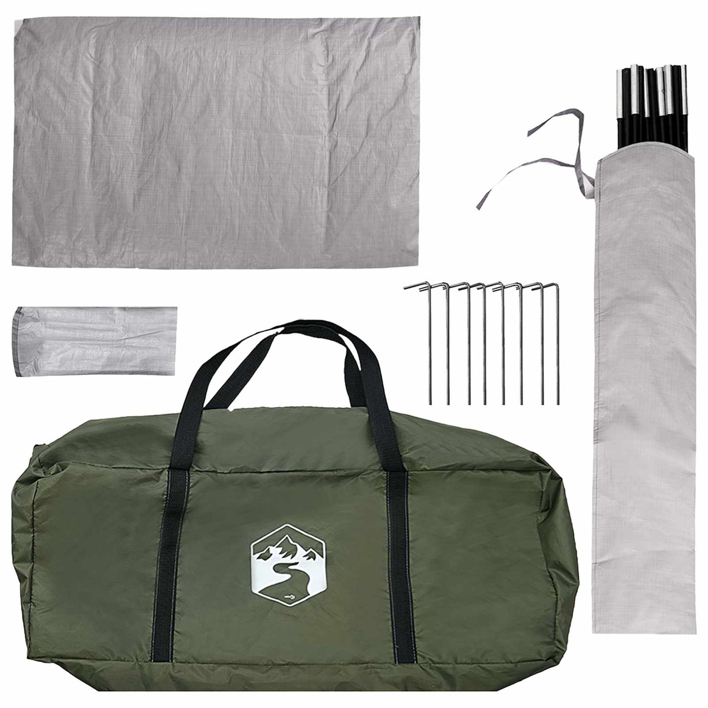 Camping Tent with Rainfly Water-resistant Dome Olive Green