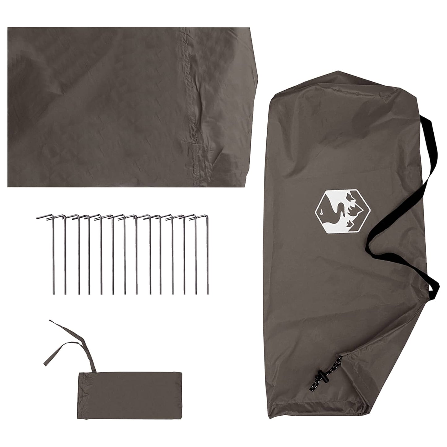Camping Tarp with Mesh Walls Brown Grey 340 x 260 x 220 cm
