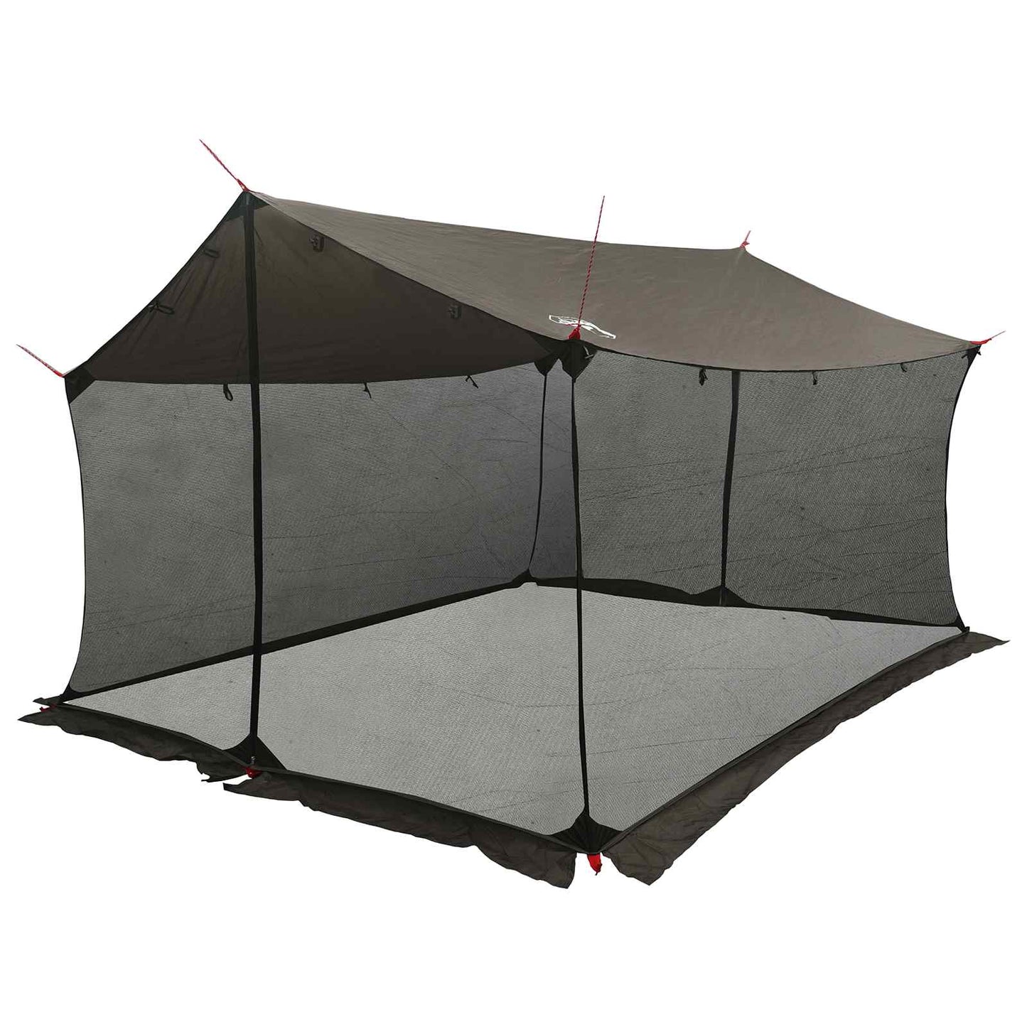 Camping Tarp with Mesh Walls Brown Grey 340 x 260 x 220 cm