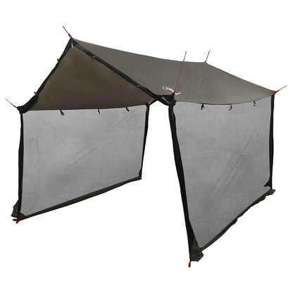 Camping Tarp with Mesh Walls Brown Grey 340 x 260 x 220 cm