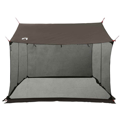 Camping Tarp with Mesh Walls Brown Grey 340 x 260 x 220 cm