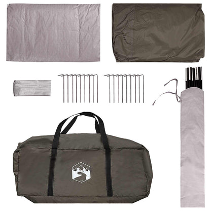 Cabin Tent with Roof Brown grey 12-Person Polyester and Steel