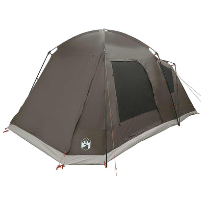 Cabin Tent with Roof Brown grey 8-Person Polyester and Steel