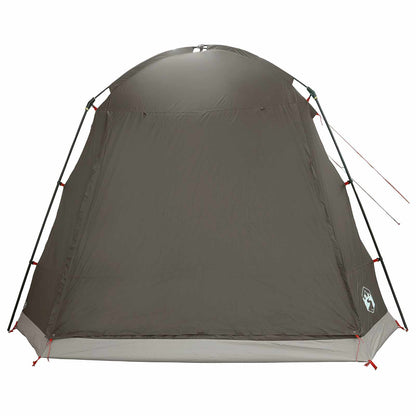 Cabin Tent with Roof Brown grey 8-Person Polyester and Steel