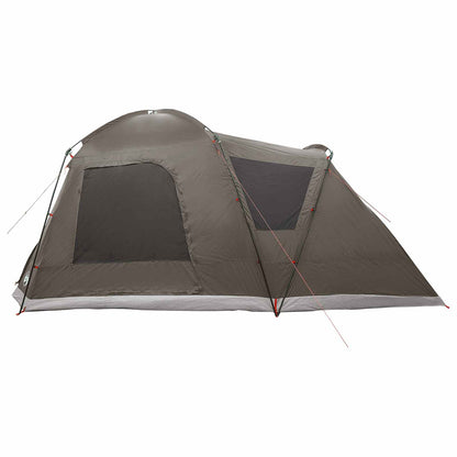 Cabin Tent with Roof Brown grey 8-Person Polyester and Steel