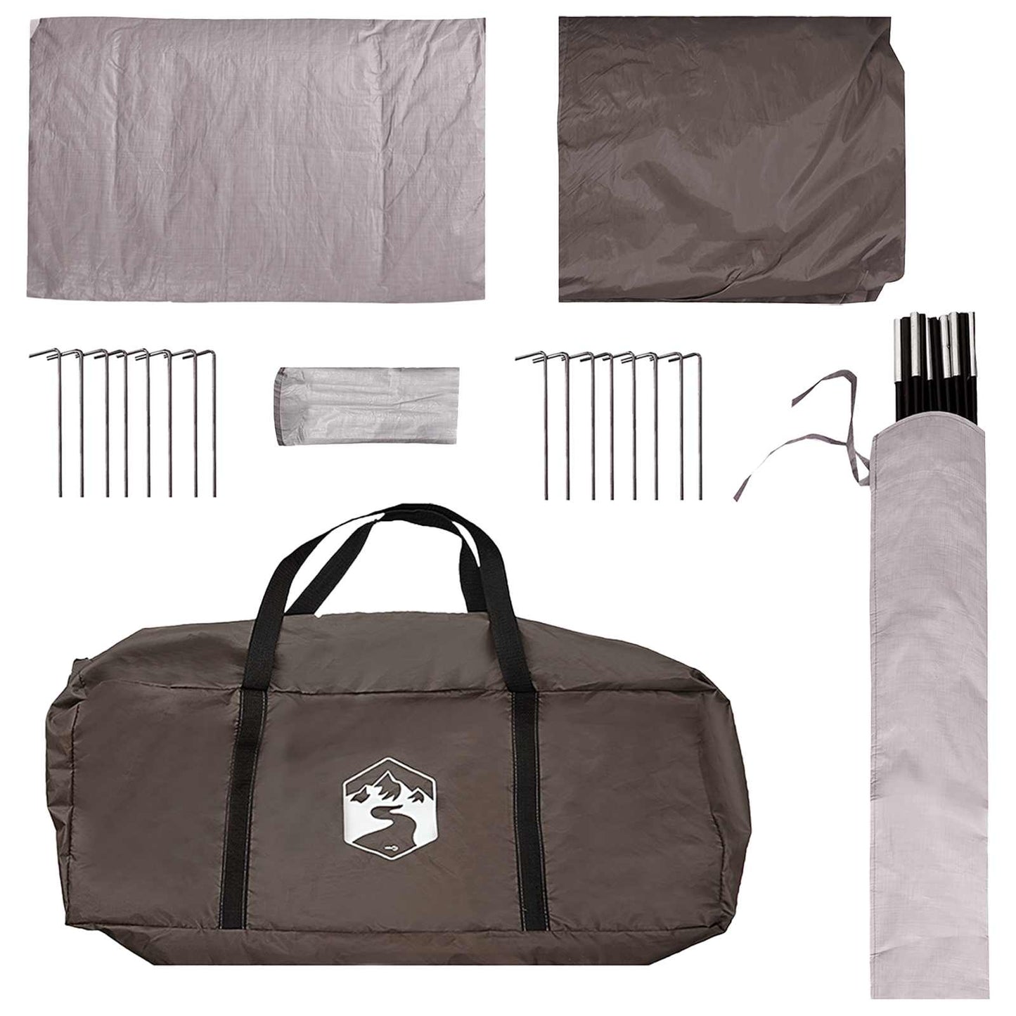 Cabin Tent with Roof Brown grey 4-Person Polyester and Steel
