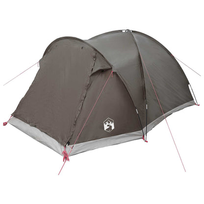 Cabin Tent with Roof Brown grey 4-Person Polyester and Steel