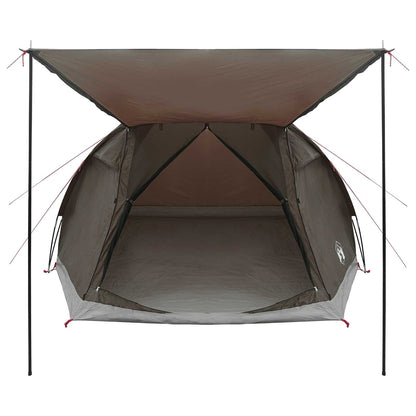 Cabin Tent with Roof Brown grey 4-Person Polyester and Steel