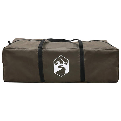 Cabin Tent with Roof Brown grey 6-Person Polyester and Steel