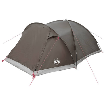 Cabin Tent with Roof Brown grey 6-Person Polyester and Steel