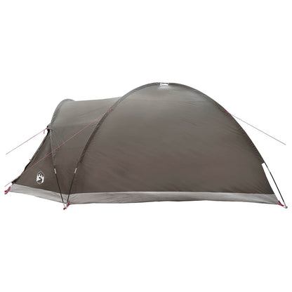 Cabin Tent with Roof Brown grey 6-Person Polyester and Steel
