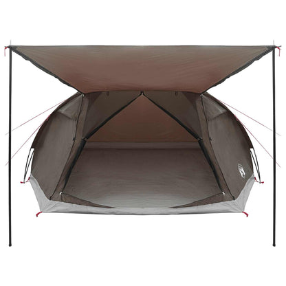 Cabin Tent with Roof Brown grey 8-Person Polyester and Steel