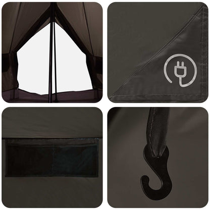 Tipi Tent with Roof Brown Grey 250 x 250 cm Polyester and Steel