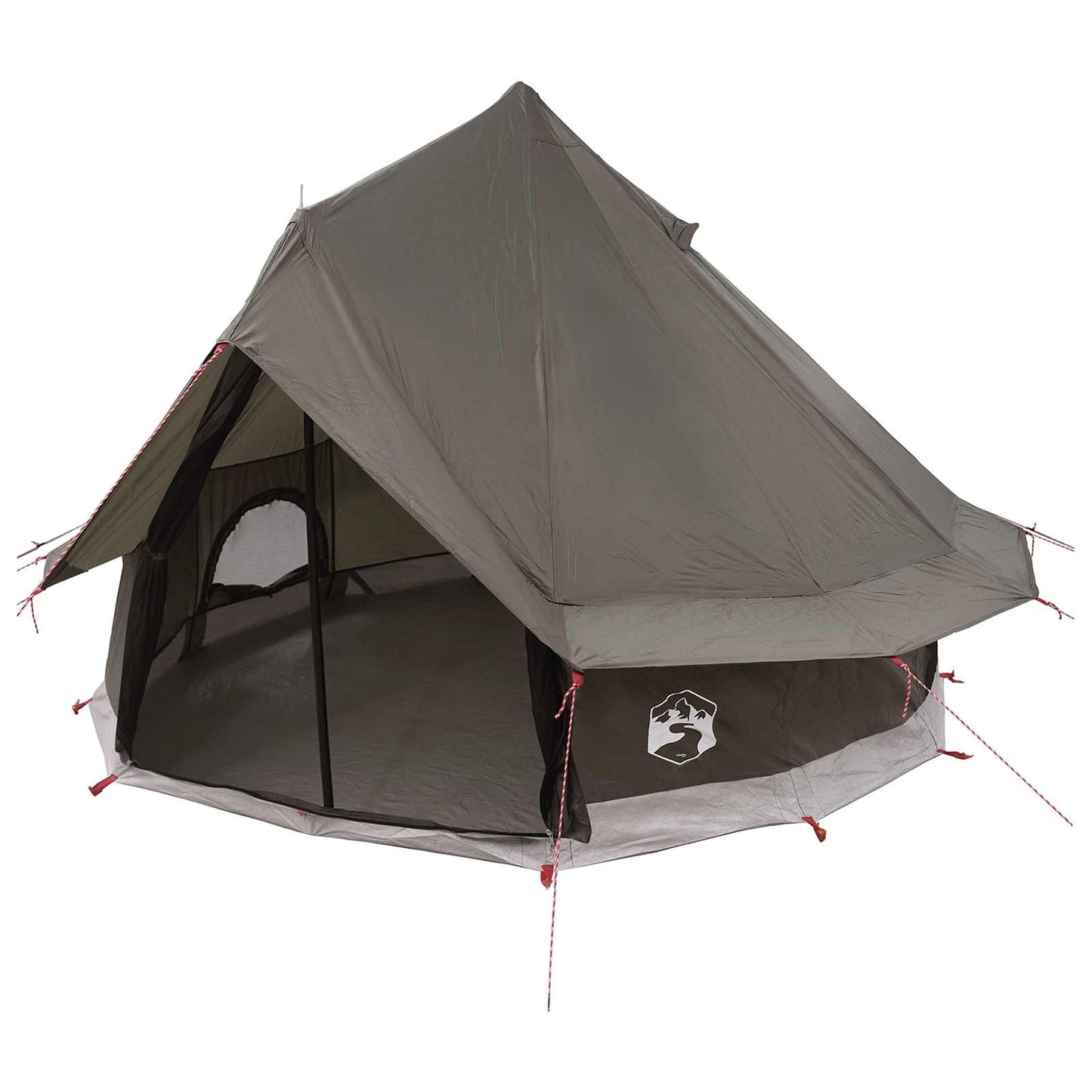 Tipi Tent with Roof Brown Grey 250 x 250 cm Polyester and Steel