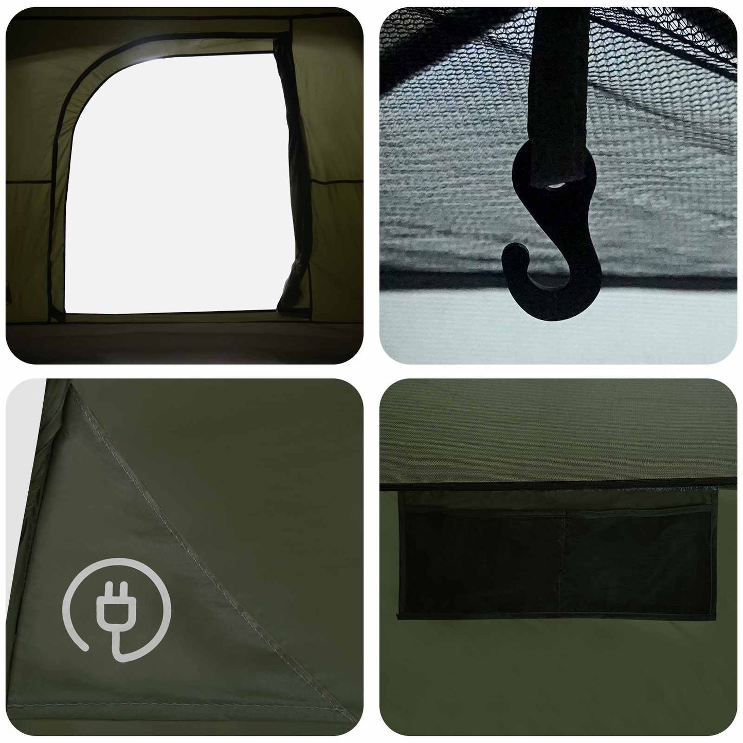 Cabin Tent Olive Green 244 x 213 x 183 cm Polyester and Steel