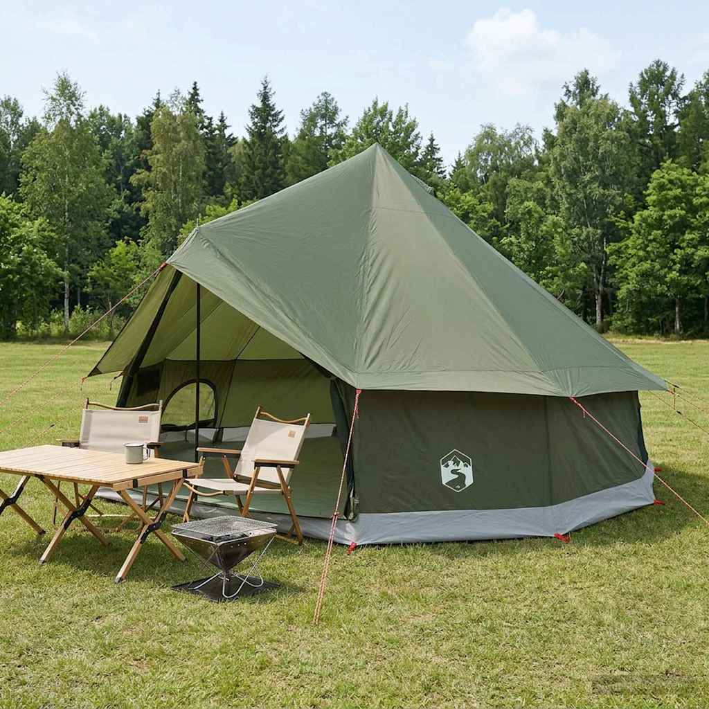 Tipi Tent Olive Green 400 x 400 x 250 cm Polyester and Steel