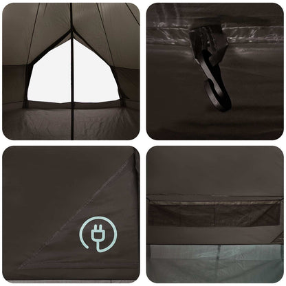 Tipi Tent Brown Grey 400 x 400 x 250 cm Polyester and Steel