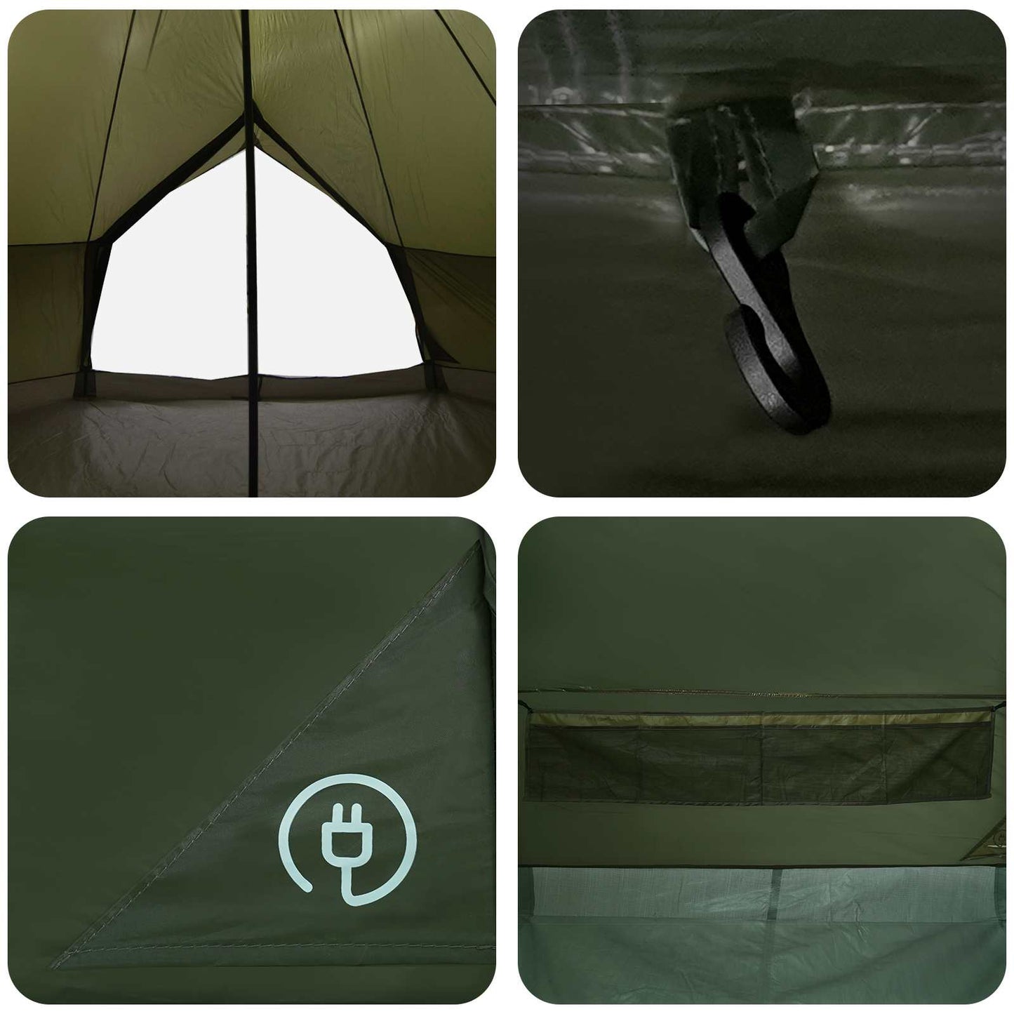 Tipi Tent Olive Green 600 x 600 x 350 cm Polyester and Steel