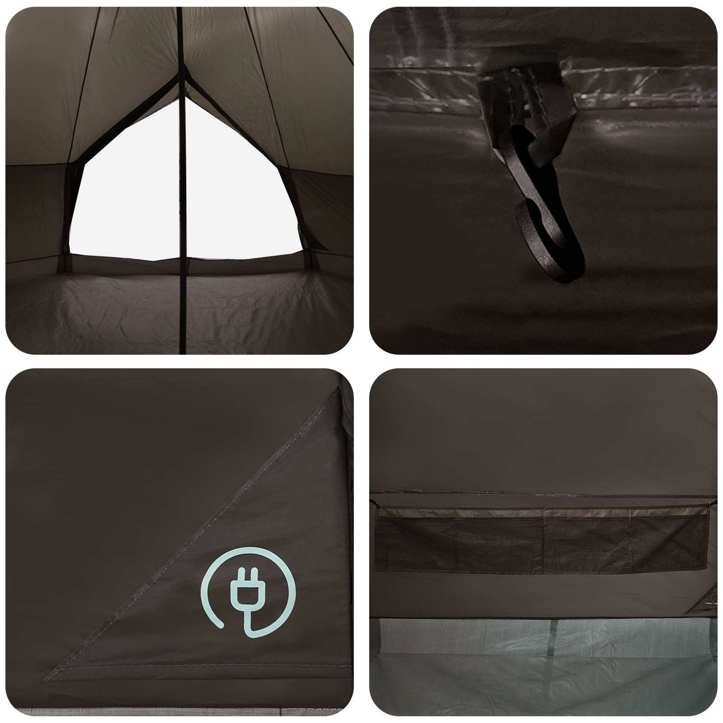 Tipi Tent Brown Grey 500 x 500 x 300 cm Polyester and Steel