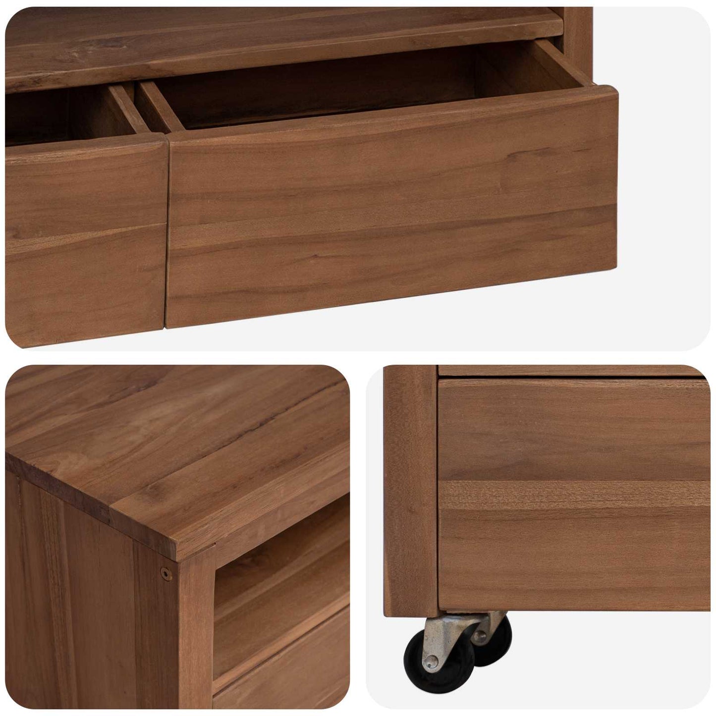 TV Cabinet 110 x 30 x 40 cm Natural Solid Teak Wood