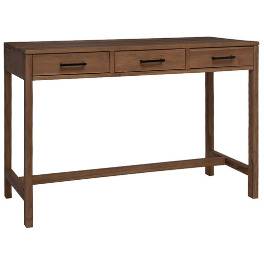 Desk with Drawers Natural Solid Teak Wood 110 x 50 x 75 cm